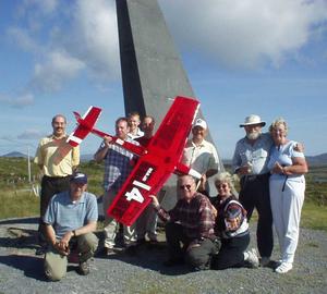 TAM Irish Crew. Pictured from Back row L to R Enda Broadrick (Video Camera), Ronan Coyne (Telemetry), Dave Glynn (Digital Camera), Tom Frawley (Telemetry), Noel Barrett, Joe Dible, Mrs. Barrett Front (kneeling) John Molloy, Dave Brown, Sally Brown. Photo: Ronan Coyne. Monday 11 Aug 2003.