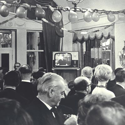 A scene from RTÉ Television's Official Opening Night in the Gresham Hotel, Dublin, 31 Dec 1961.